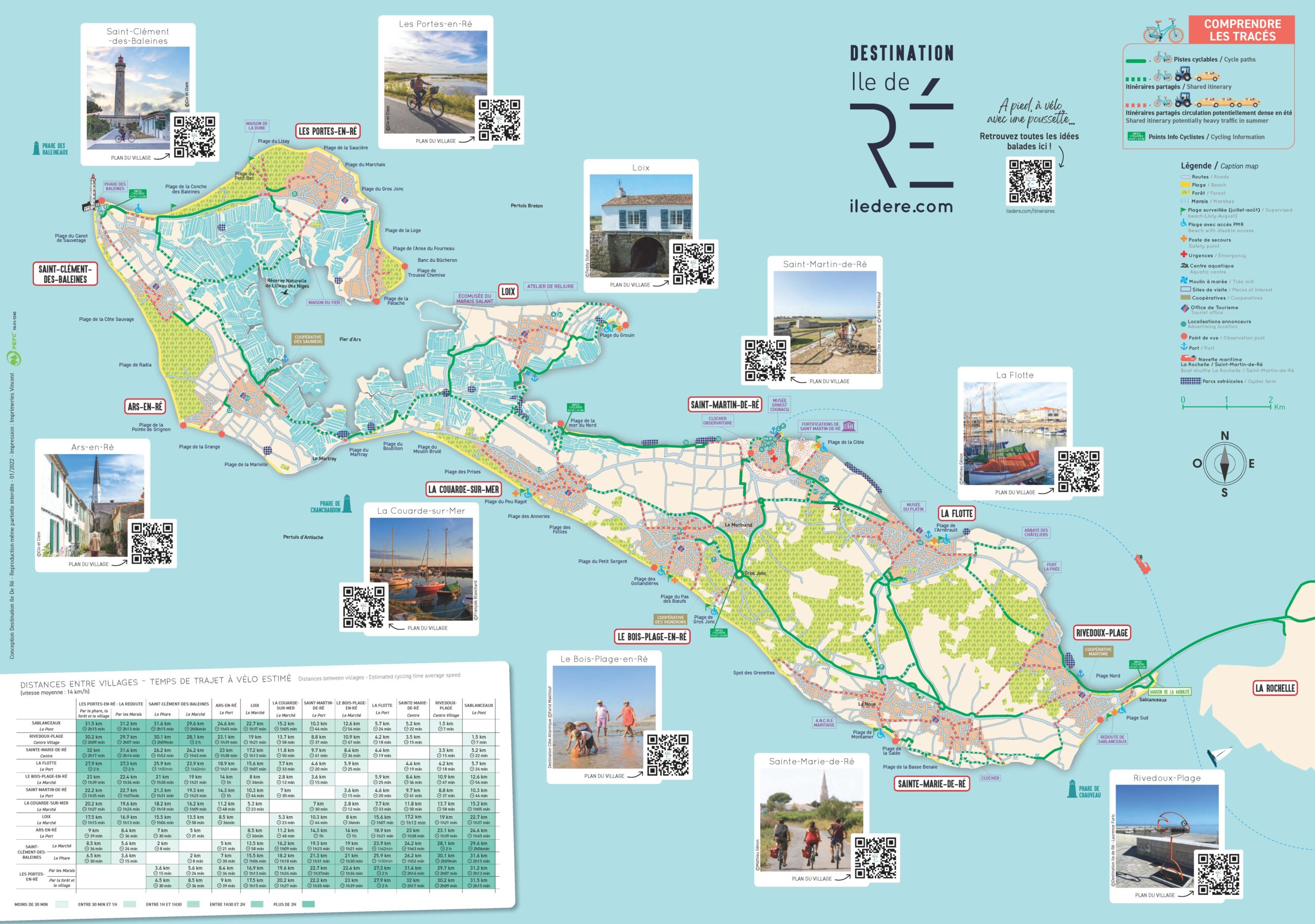 Carte des itinéraires cyclables CdC Île de Ré