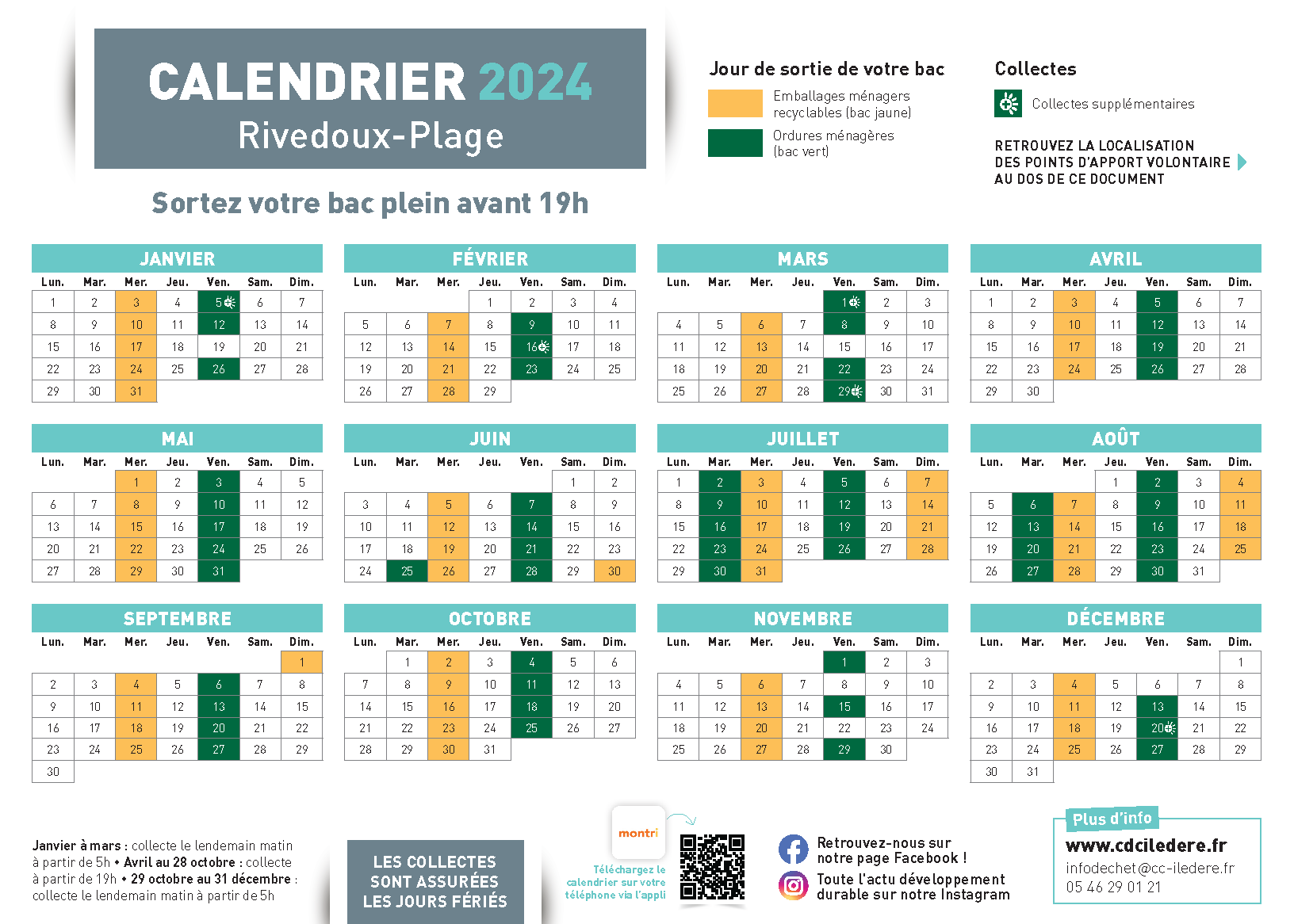 calendrier particuliers 2024 Rivedoux CdC Île de Ré